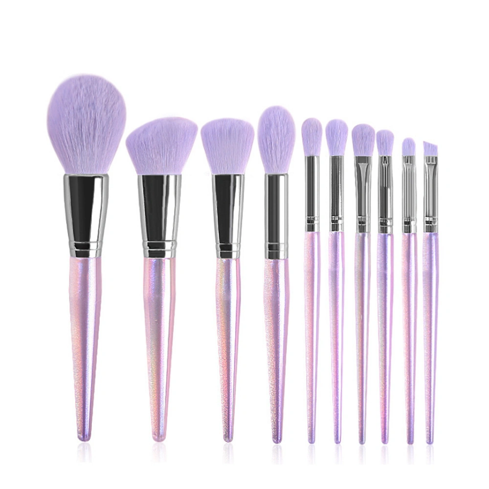 New 10PCS Crystal Handle Moonlight Glass Makeup Brush Set Brush Loose Powder Repair Blush Eyeshadow Brush