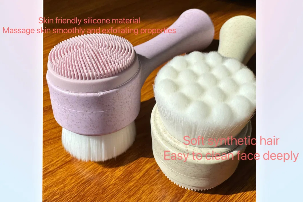 Biodegradable Wheat Straw Face Brush for Facial Cleaning with Silicone Massage